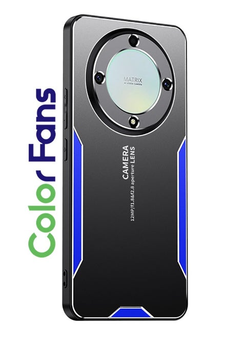 For Honor X9A 5G Cell Phone Case Matte Aluminium Alloy+TPU+PC Anti-fingerprint Back Shell - Blue