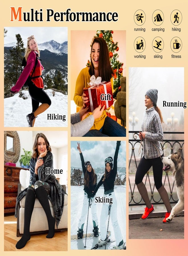CTHH 3 Pairs Warm Knee High Socks for Women - Thick Cotton Thermal Boot Socks for Hiking, Running, Work, Gifts, Winter - Image 2