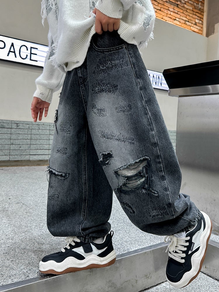 Boys' Jeans Spring Fried Street Children'S Pants 2025 New Large Children'S Clothing Spring Clothing Ruffian Handsome Boy - Image 4