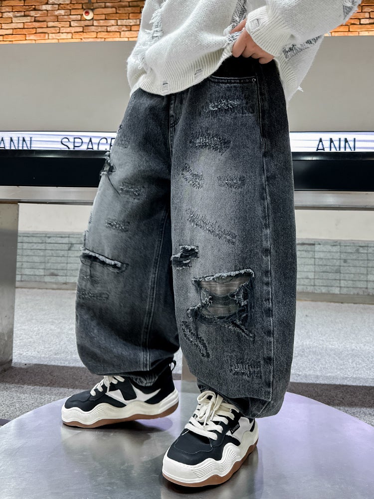 Boys' Jeans Spring Fried Street Children'S Pants 2025 New Large Children'S Clothing Spring Clothing Ruffian Handsome Boy - Image 3
