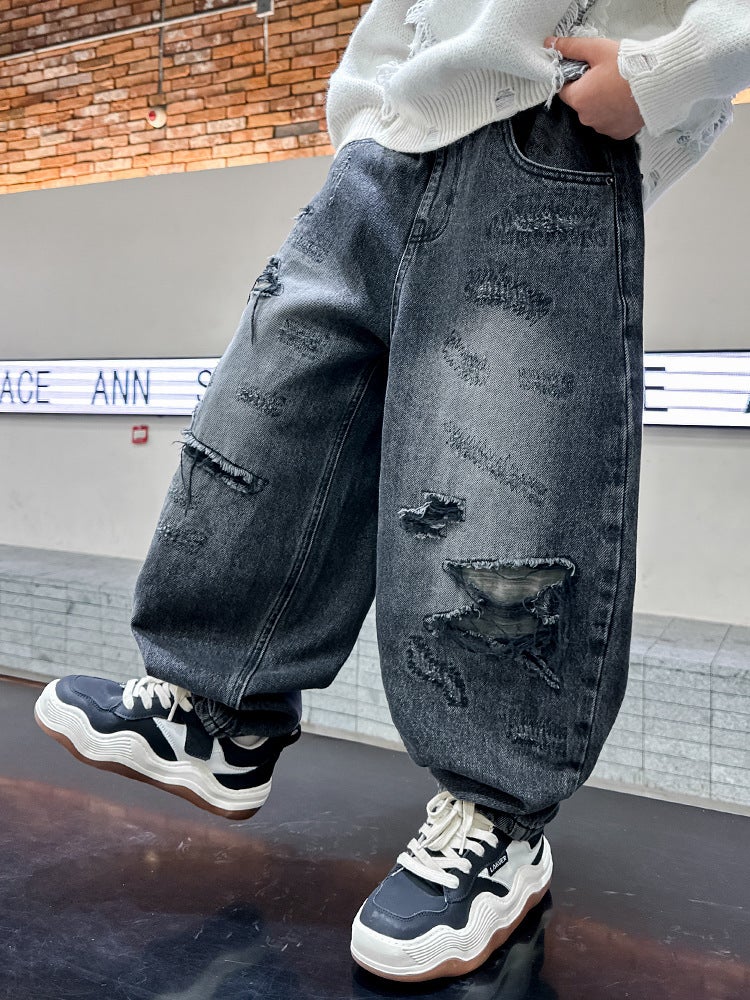Boys' Jeans Spring Fried Street Children'S Pants 2025 New Large Children'S Clothing Spring Clothing Ruffian Handsome Boy - Image 5