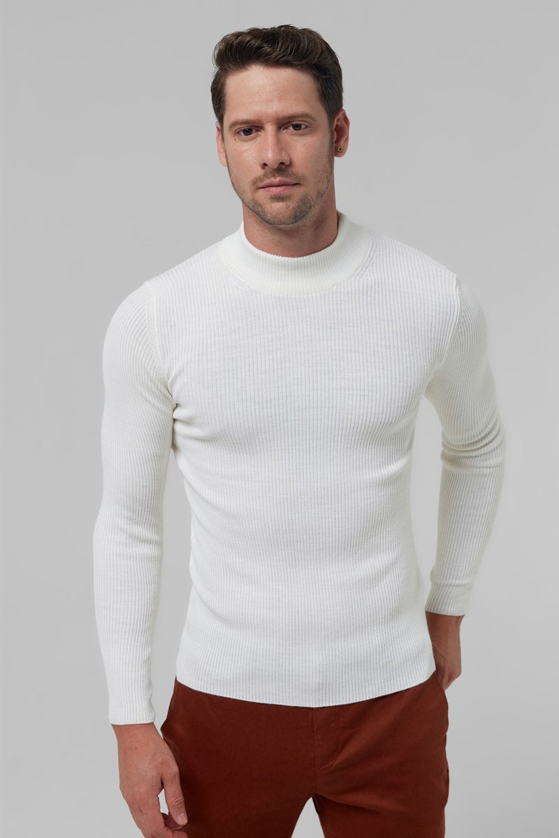 twn Slim Fit Ecru Rib Knitted Sweater 9EC060631770M  - Image 1