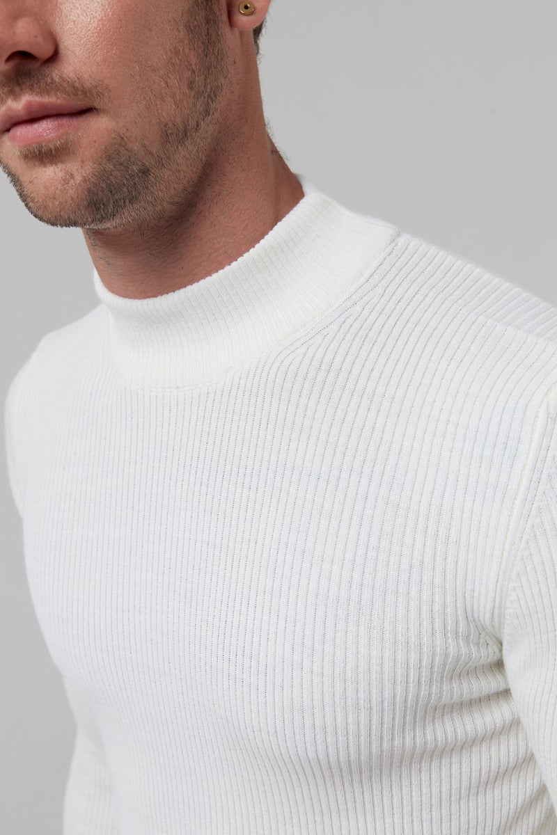 twn Slim Fit Ecru Rib Knitted Sweater 9EC060631770M  - Image 2