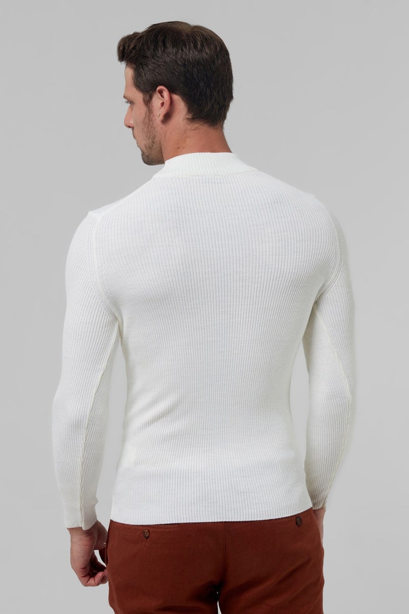 twn Slim Fit Ecru Rib Knitted Sweater 9EC060631770M  - Image 3