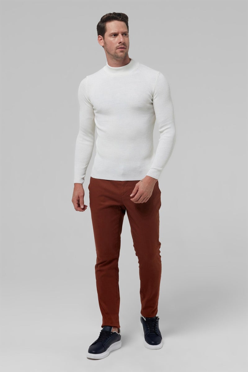 twn Slim Fit Ecru Rib Knitted Sweater 9EC060631770M  - Image 4