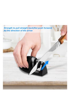 Excefore Knife Sharpener, 2-Stage Preset Coarse & Fine Slots Knife Sharpening, Professional Knife Sharpeners for Kitchen Knives, Stable Non-Slip Base, Compact for Easy Storage (Black)  - Image 4