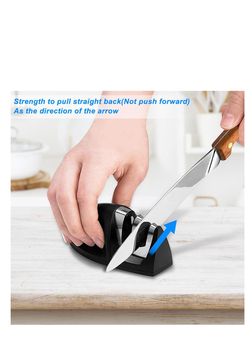 Excefore Knife Sharpener, 2-Stage Preset Coarse & Fine Slots Knife Sharpening, Professional Knife Sharpeners for Kitchen Knives, Stable Non-Slip Base, Compact for Easy Storage (Black)  - Image 4
