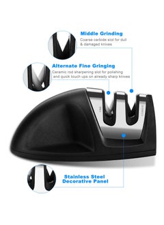 Excefore Knife Sharpener, 2-Stage Preset Coarse & Fine Slots Knife Sharpening, Professional Knife Sharpeners for Kitchen Knives, Stable Non-Slip Base, Compact for Easy Storage (Black)  - Image 2
