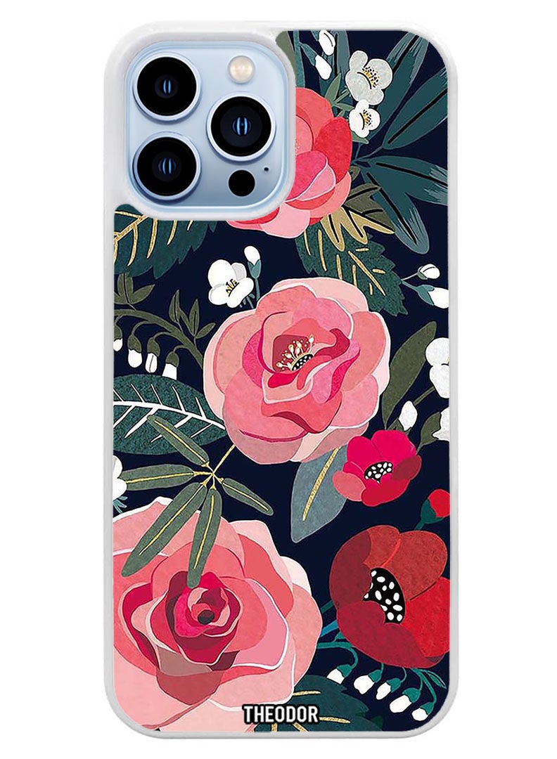 Theodor Protective Case Cover For APPLE IPHONE 14 Pro Flowers and leaves (White Bumper) - Image 1