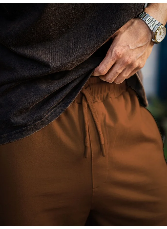 Maniac Maniac Mens ColorBlock Brown and Beige Color Baggy Fit Pant