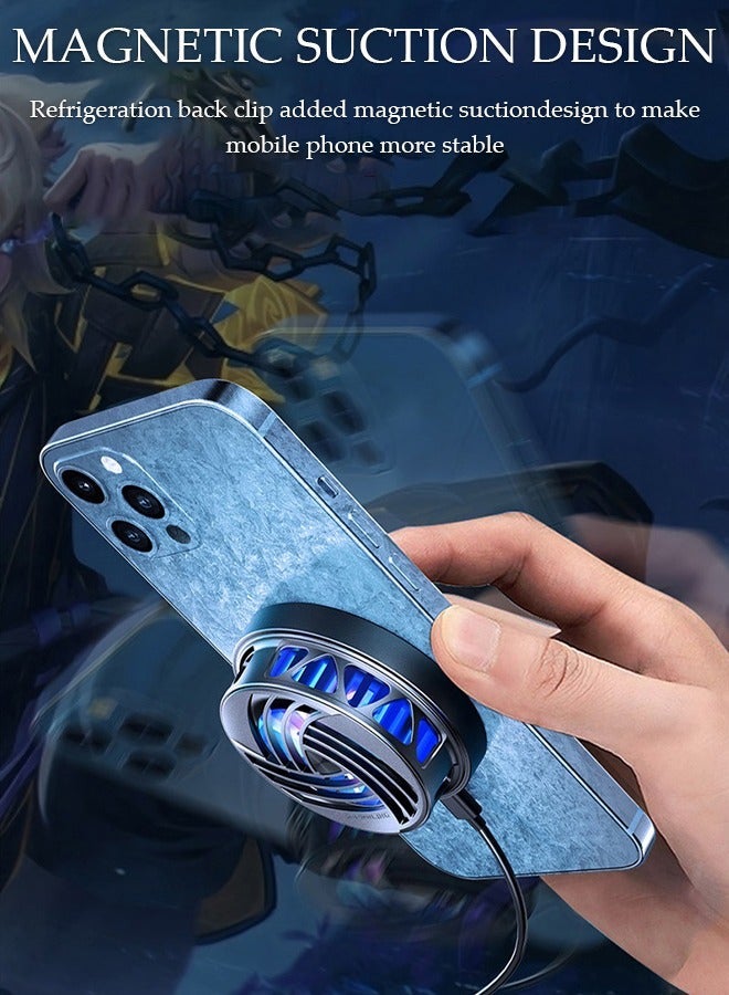DUNISO Magnetic Semi-Conductor Cooling Chip Phone Cooling Fan with Magnetic Plates LED Display RGB Lights and Instant Cooling system, Cellphone Radiator for Mobile Gaming TikTok Live Strea - Image 5