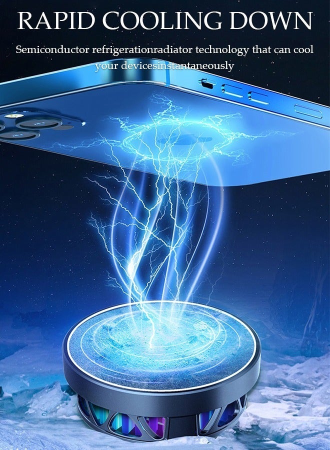 DUNISO Magnetic Semi-Conductor Cooling Chip Phone Cooling Fan with Magnetic Plates LED Display RGB Lights and Instant Cooling system, Cellphone Radiator for Mobile Gaming TikTok Live Strea - Image 2