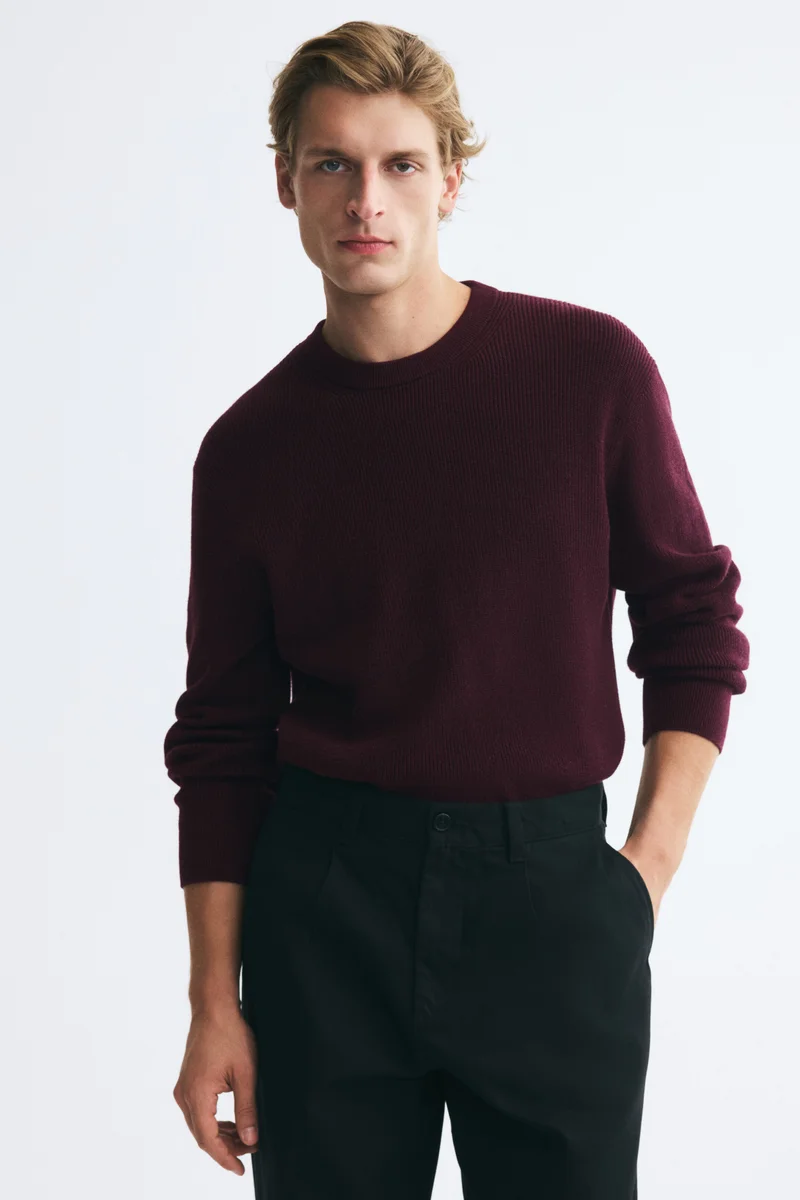 Regular Fit Rib-knit cotton jumper