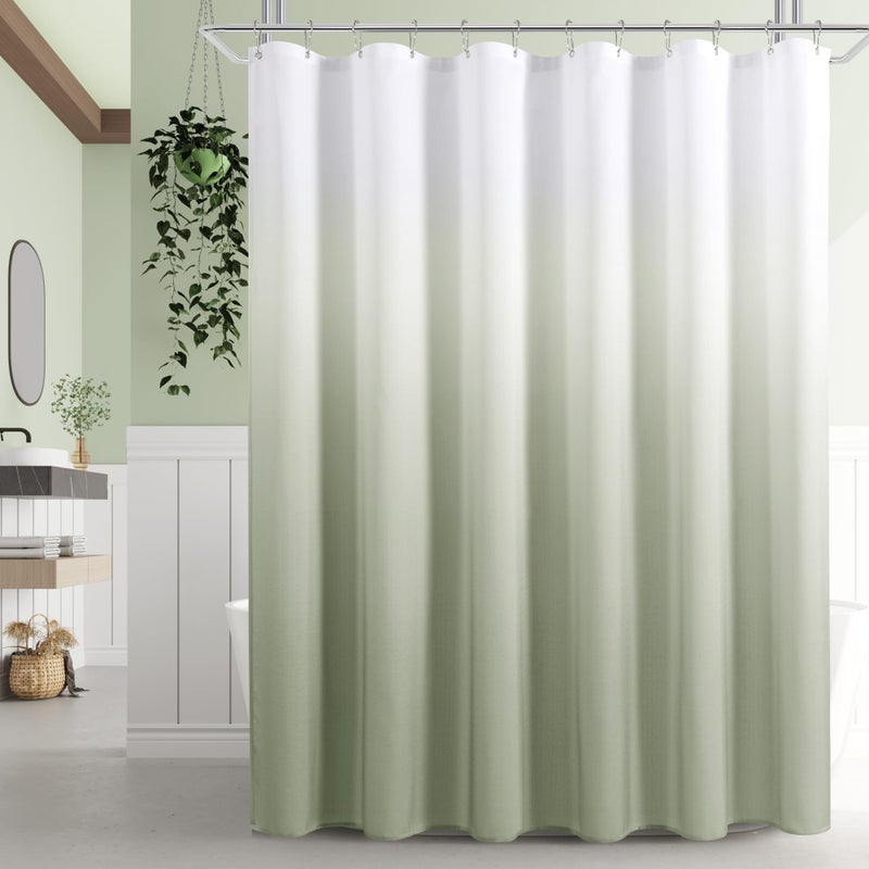 SPWIY Sage Green Shower Curtainï¼ŒPolyester Ombre Shower Curtains for Bathroomï¼ŒGreen and White Gradient Fabric Bath Decor Set, Washableï¼Œ72 x 72 - Image 2