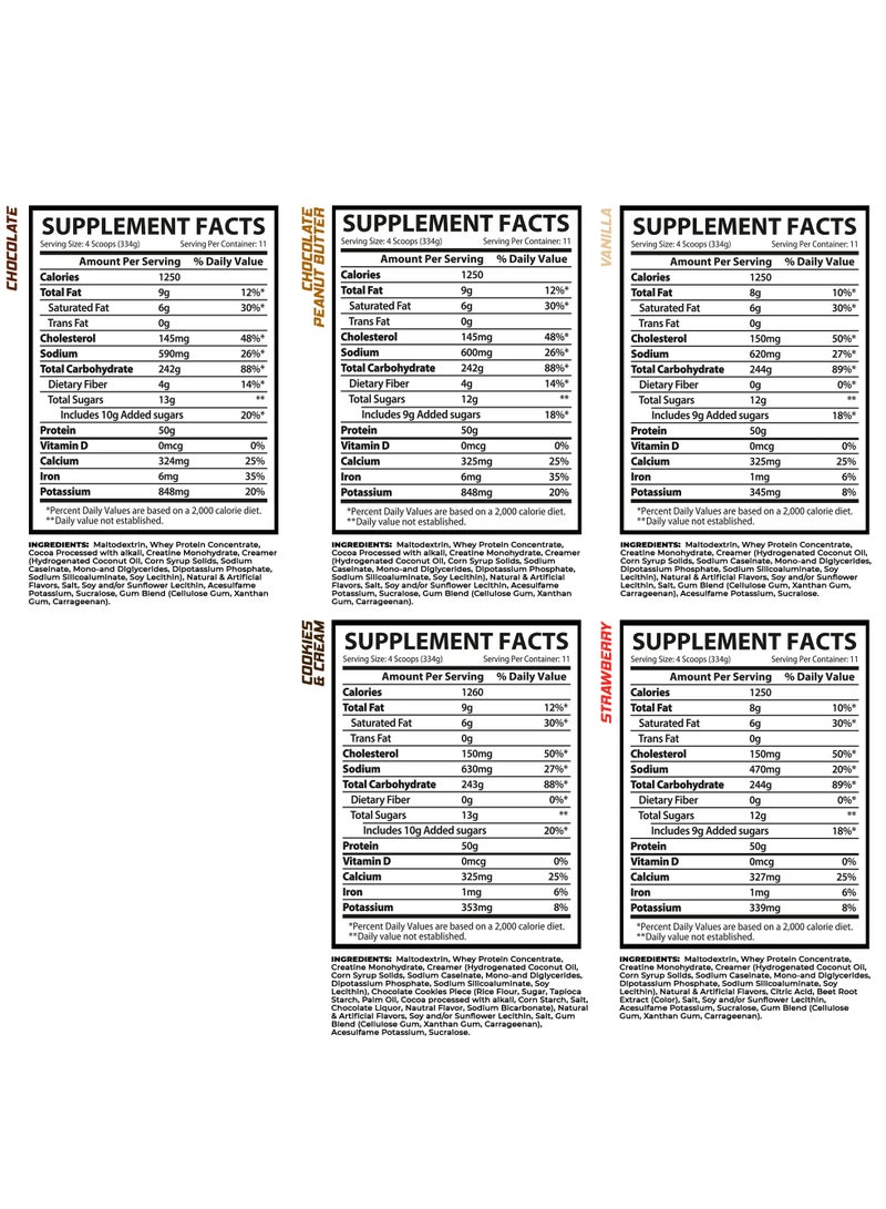 ماسل رولز مصل رالز، غين رالز، مكمل غذائي لزيادة الوزن بنكهة زبدة الفول السوداني والشوكولاتة - 8.1 رطل - Image 2