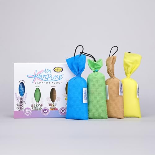Cycle Pure Karpure Camphor Pouch - Pack of 4 | Oudh, Citrus, Lavender & Thyme Fragrance | Air Freshener for Cars, Wardrobes, Bookshelves, Homes, Offices & Mosquito Repellent | Each Lasts up to 45 Days - Image 2