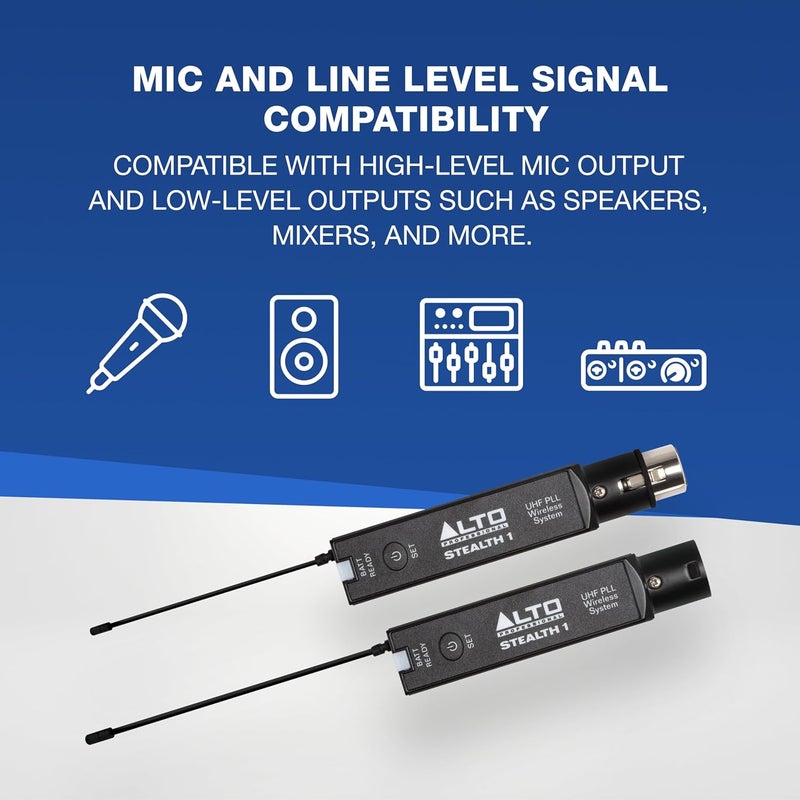 ألتو نظام PROFESSIONAL Stealth 1 - نظام صوتي لاسلكي أحادي UHF مع موصل XLR، جهاز إرسال واستقبال لمكبرات الصوت النشطة، خلاطات الصوت والميكروفونات الديناميكية - Image 5