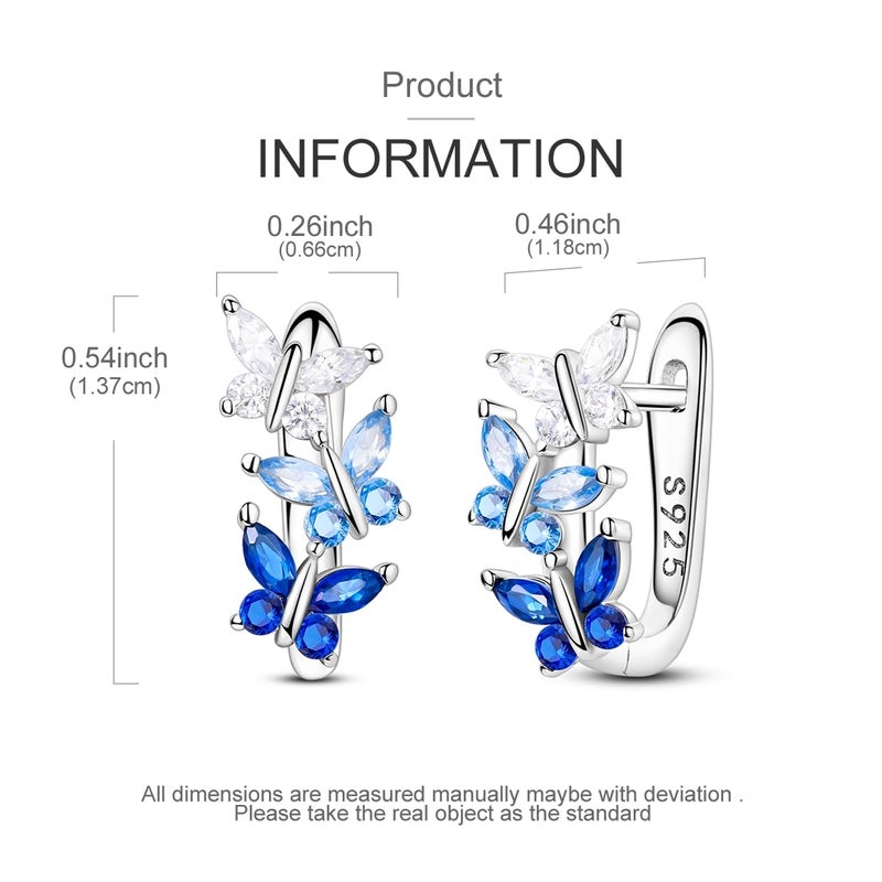 Parmuz 925 Sterling Silver Huggie Hoop Earrings Star Moon Butterfly Posts Thick Chunky Hoops for Women Small Tiny cuff Cubic Zirconia Snake Heart Earring - Image 5