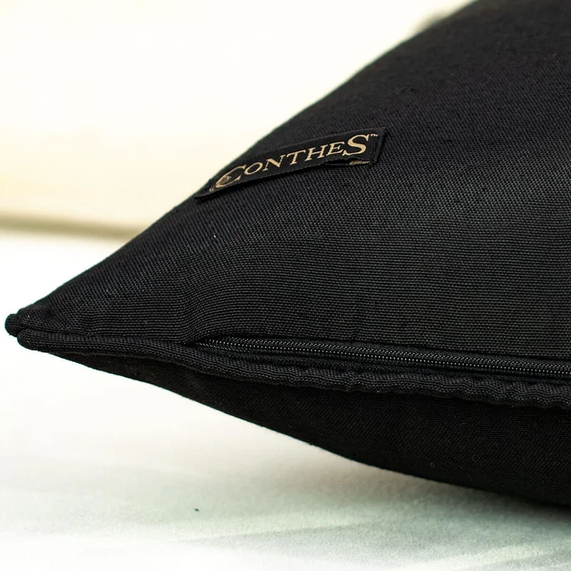 كونثيس Black Plain Throw Pillow Cover Duck