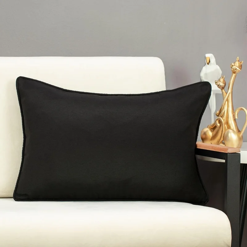 كونثيس Black Plain Throw Pillow Cover Duck