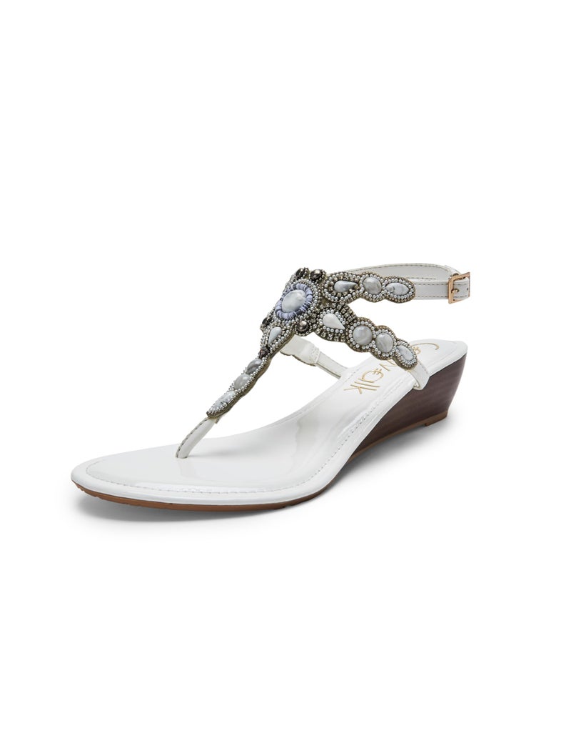 Catwalk Women Stylised Back Straps Wedges | For Women & Girls (WHITE,5 UK) - Image 1