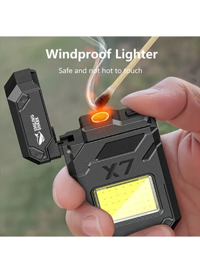 TIP 060 Black 2 in 1 COB Flashlight and Lighter USB C Rechargeable Keychain Torch - Image 5