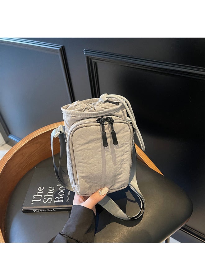 Niche Design Crossbody Shoulder Bottle Bag Mobile Phone Bag Waterproof Yoga Bag Running Outdoor Carrying Bag-Colour:Grey - Image 1