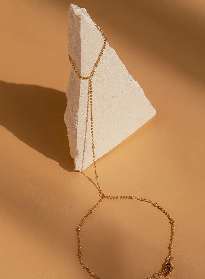 Poxtex أساور ذهبية للنساء، مقاومة للصدأ، أساور رقيقة وسميكة قابلة للتكديس، عصرية، أساور عريضة مطلية بالذهب قابلة للتكديس مع خرز، مشبك ورق كوبي، حبل ثعبان، سلسلة يد، هدايا مجوهرات - Image 5