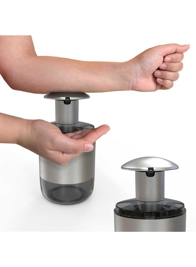 بريمانوفا موزع صابون من بريمانوفا، موزع صابون سهل الضغط مع مضخة عريضة، قاعدة غير قابلة للانزلاق، تصميم شفاف، لمسة نهائية من الفولاذ المقاوم للصدأ، 600 مل (أسود شفاف) - Image 2