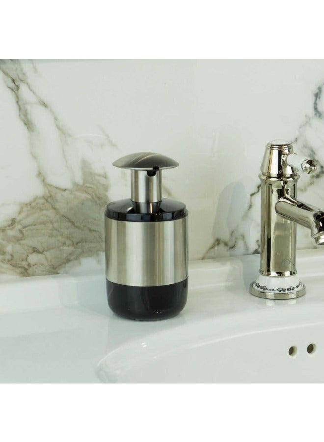 بريمانوفا موزع صابون من بريمانوفا، موزع صابون سهل الضغط مع مضخة عريضة، قاعدة غير قابلة للانزلاق، تصميم شفاف، لمسة نهائية من الفولاذ المقاوم للصدأ، 600 مل (أسود شفاف) - Image 3