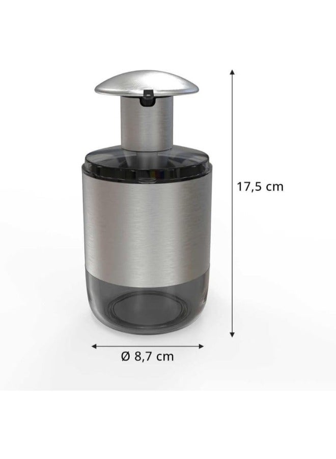 بريمانوفا موزع صابون من بريمانوفا، موزع صابون سهل الضغط مع مضخة عريضة، قاعدة غير قابلة للانزلاق، تصميم شفاف، لمسة نهائية من الفولاذ المقاوم للصدأ، 600 مل (أسود شفاف) - Image 4