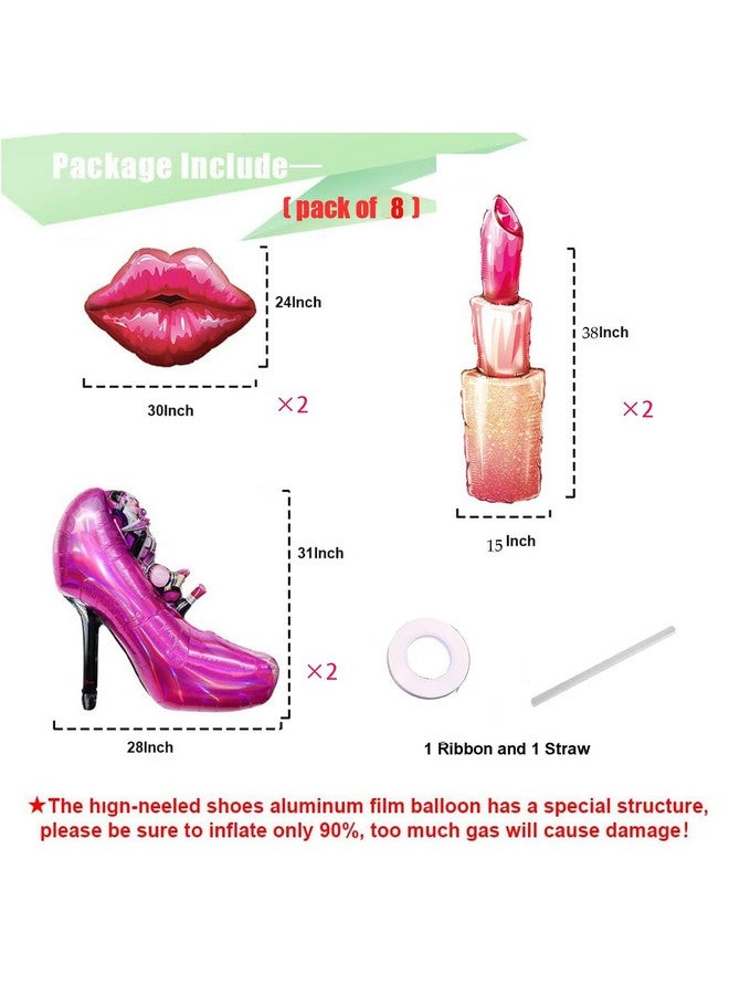 CYMYLAR CYMYLAR Lip balloon lipstick foil Lady high heels decoration,Valentine's Day, wedding, bridal shower, spa party, bachelor party decoration, Spa Party Supplies for Girls, Pink  - Image 2