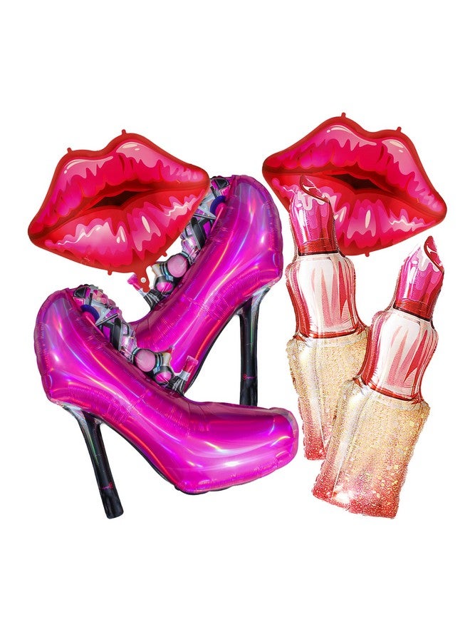 CYMYLAR CYMYLAR Lip balloon lipstick foil Lady high heels decoration,Valentine's Day, wedding, bridal shower, spa party, bachelor party decoration, Spa Party Supplies for Girls, Pink  - Image 1