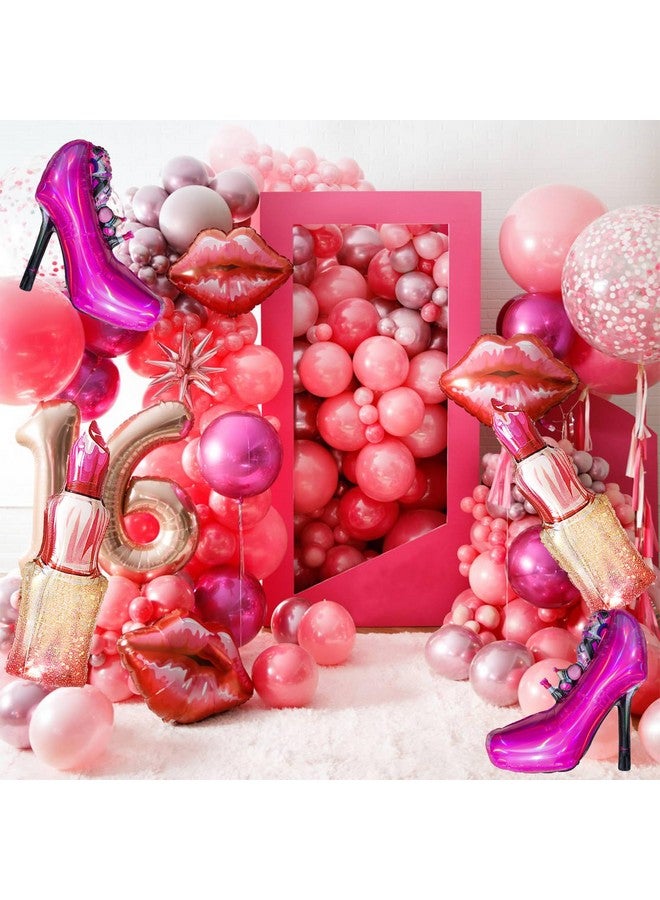 CYMYLAR CYMYLAR Lip balloon lipstick foil Lady high heels decoration,Valentine's Day, wedding, bridal shower, spa party, bachelor party decoration, Spa Party Supplies for Girls, Pink  - Image 3