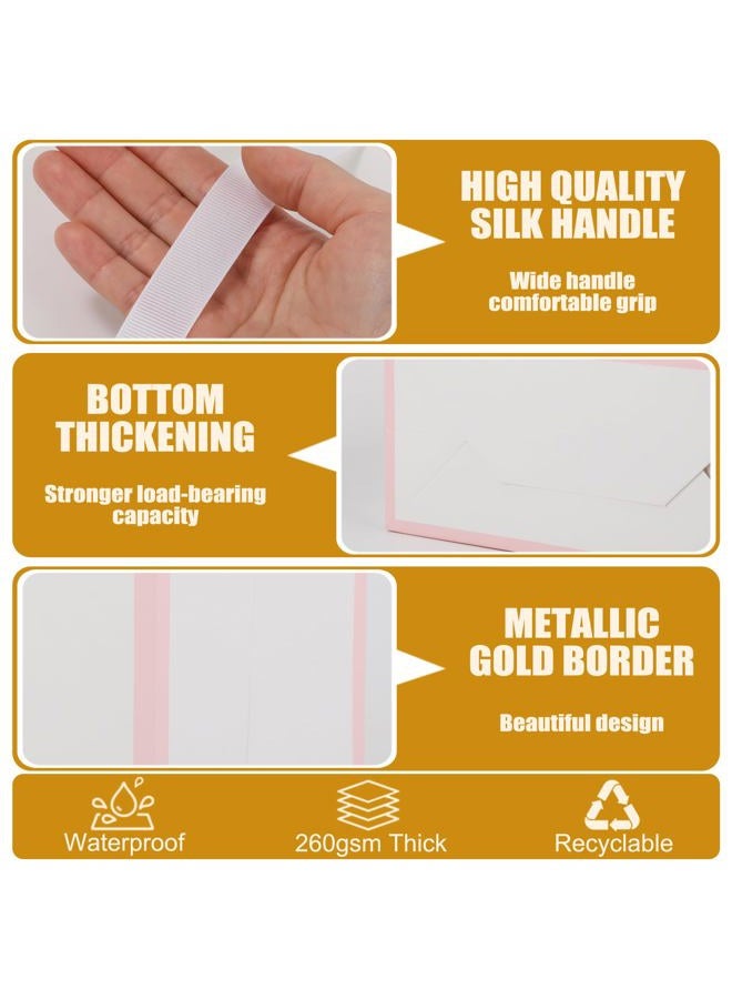 OEMVALATY 6 Pcs Thank You Gift Bags with Handles and Tissue Paper 9 x 7 x 3. 15'' Elegant Welcome Gift Bags with Bow Ribbon for Wedding Bridesmaid Baby Shower Housewarming Birthday Party(White, Pink) - Image 5