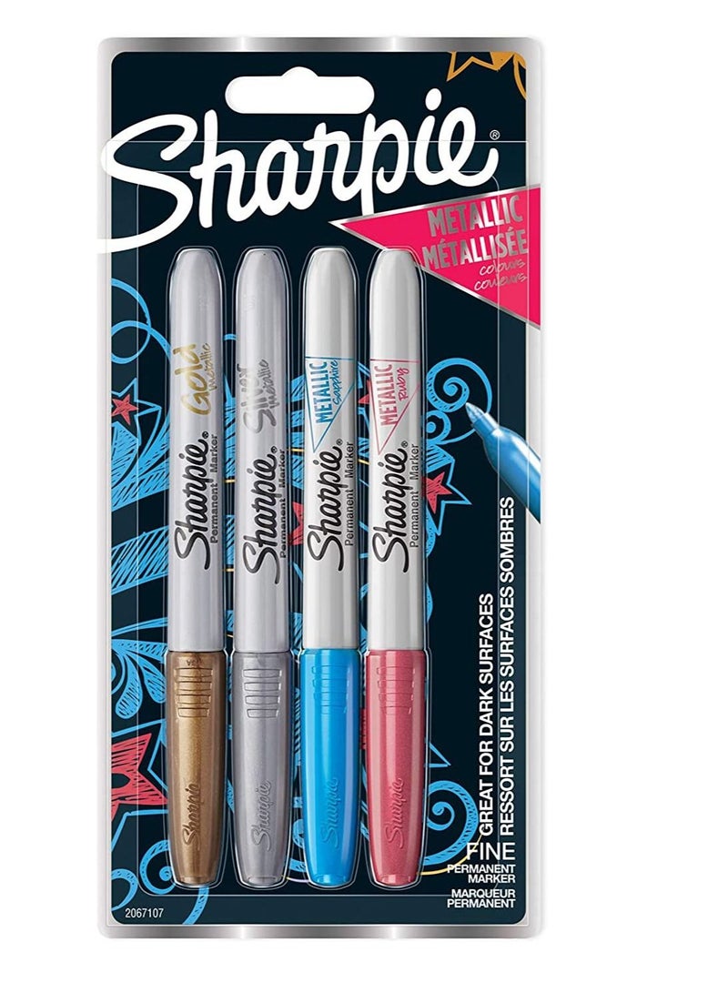 مجموعة أقلام تحديد دائمة معدنية من شاربي مكونة من 4 قطع متعددة الألوان