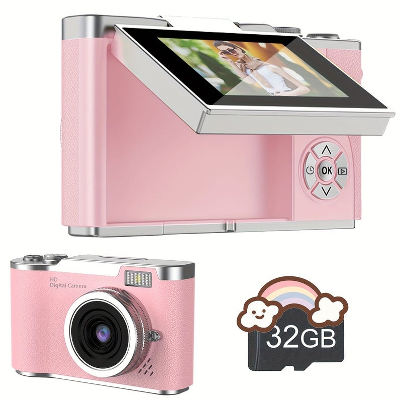 White 48MP Digital Camera for Vlogging 180 Degree Flip Screen 32GB - Image 5