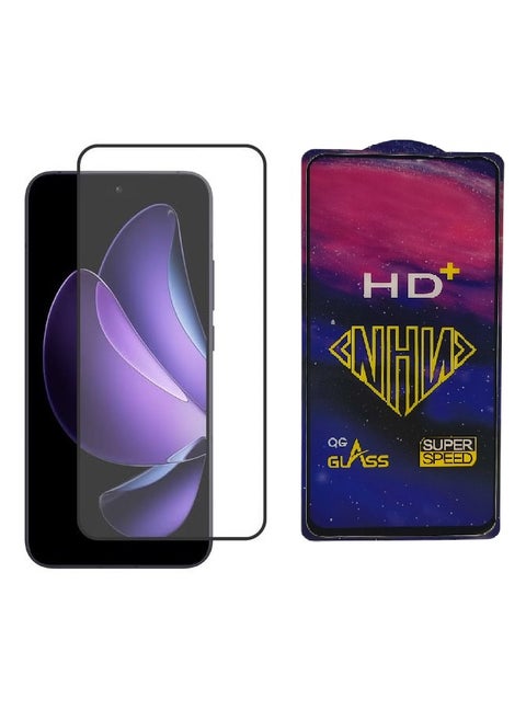 شاشة حماية من الزجاج مقوى HD Plus برميم مضادة للصدمات بحافة سوداء متوافقة مع OPPO RENO 13F