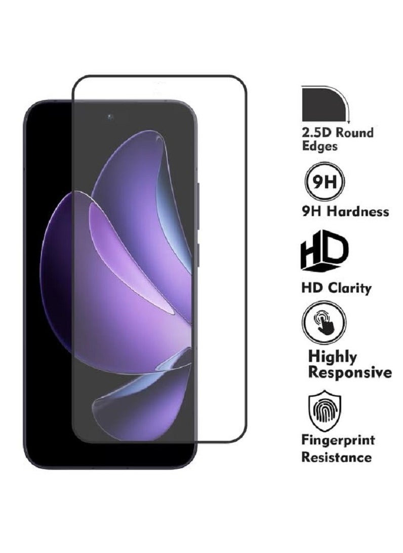 شاشة حماية من الزجاج مقوى HD Plus برميم مضادة للصدمات بحافة سوداء متوافقة مع OPPO RENO 13F