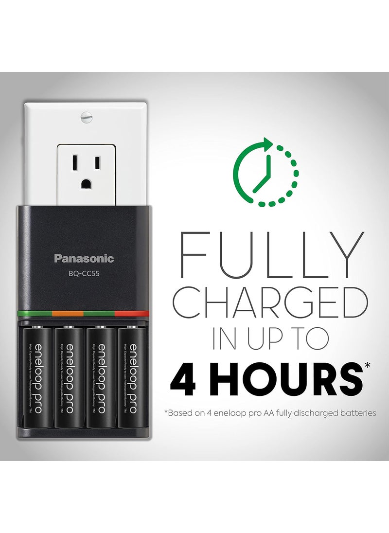 eneloop Panasonic KKJ55KHC4BA Advanced 4 Hour Quick Battery Charger with 4AA eneloop pro High Capacity Rechargeable Batteries  - Image 4