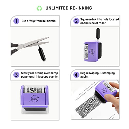 Miseyo Wide Roller Stamp Identity Theft Stamp 1.5 Inch Perfect for Privacy Protection,Anti-Theft Security Confidential Easy for Guard Personal Information Blockout - 3Pack Set - Image 4
