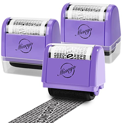 Miseyo Wide Roller Stamp Identity Theft Stamp 1.5 Inch Perfect for Privacy Protection,Anti-Theft Security Confidential Easy for Guard Personal Information Blockout - 3Pack Set - Image 1