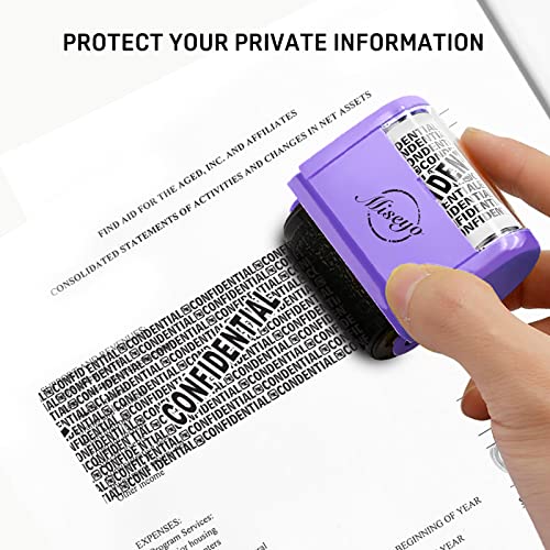 Miseyo Wide Roller Stamp Identity Theft Stamp 1.5 Inch Perfect for Privacy Protection,Anti-Theft Security Confidential Easy for Guard Personal Information Blockout - 3Pack Set - Image 3