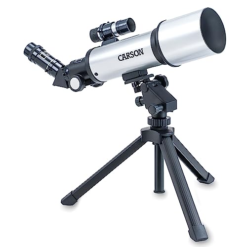 Carson Sky Chaser 70mm Refractor Beginner Telescope with Tabletop Tripod For Kids and Adults with Magnification up to 133.5x for Astronomy and Terrestrial Viewing (SC-450) - Image 2
