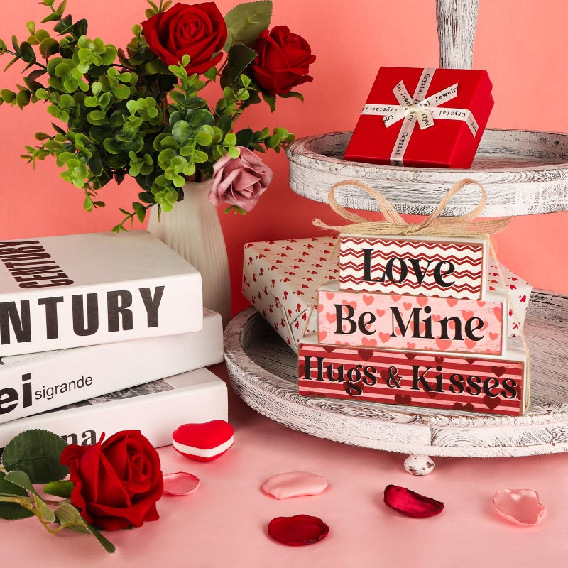 Sealmic Valentine's Day Decoration Reversible Valentine St. Patrick's Day Table Decoration Wooden Table Centerpieces Rustic Valentine Tabletop Sign Bundle Double Side Irish Tiered Tray Decor for Home Office Decor - Image 5