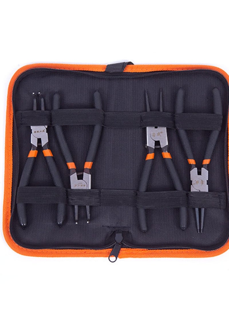 Generic 4 Pack Snap Ring Pliers Set Heavy Duty, 7 inch C-Clip Plier Set, Internal/External Circlip Retaining Ring Pliers Kit, Straight/Bent Jaw for Ring Remover Retaining with Storage Bag  - Image 1