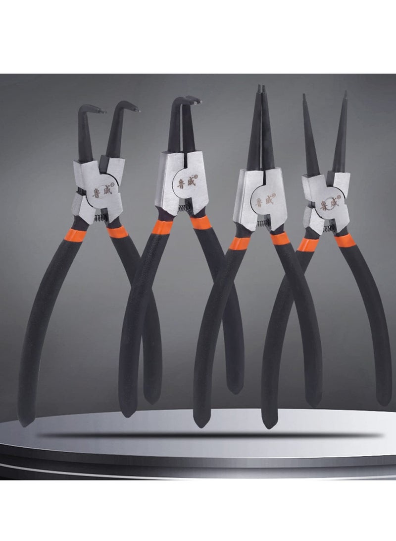 Generic 4 Pack Snap Ring Pliers Set Heavy Duty, 7 inch C-Clip Plier Set, Internal/External Circlip Retaining Ring Pliers Kit, Straight/Bent Jaw for Ring Remover Retaining with Storage Bag  - Image 3