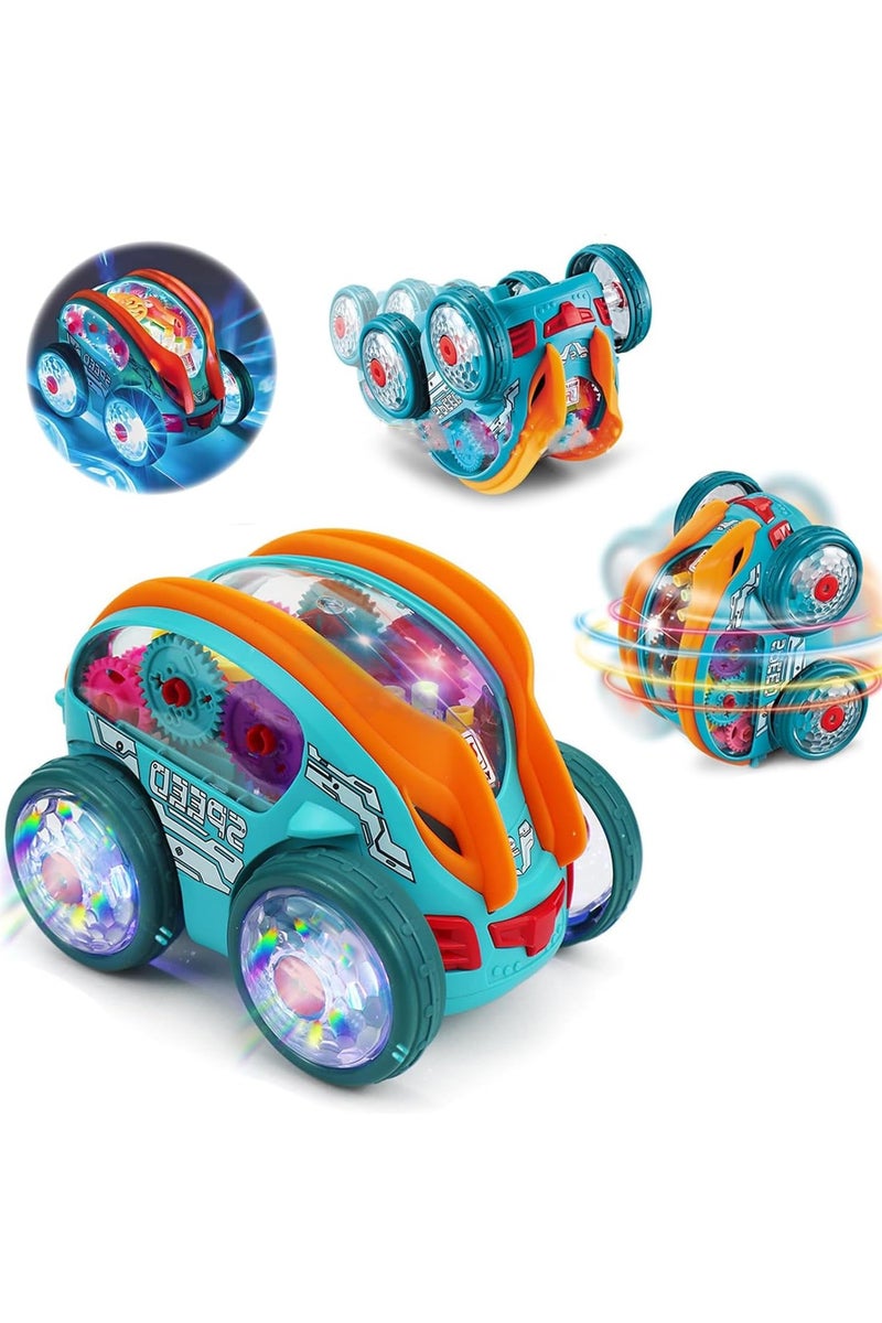 CMGTYYD Speedlite Dynamic Gear-Powered Car,Dynamic Gear Powered Car with Led Lights, Children's Light Up Toy Cars, Bump and Go Toy Transparent Car with Colorful Moving Gears for Boys Girls (1 Pack) - Image 5