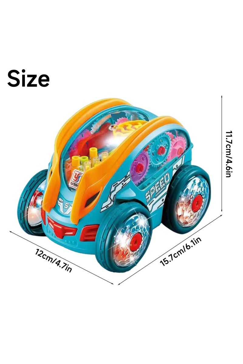 CMGTYYD Speedlite Dynamic Gear-Powered Car,Dynamic Gear Powered Car with Led Lights, Children's Light Up Toy Cars, Bump and Go Toy Transparent Car with Colorful Moving Gears for Boys Girls (1 Pack) - Image 3