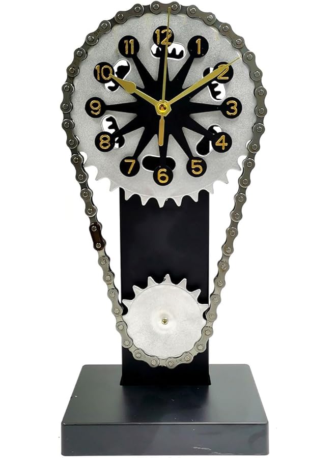 The Bros Vintage Table Clock, Metal Rotating Gear Wall Clock with Moving Gears, Industrial Style Clock for Home & Garden Decoration, Unique Gear Design - Image 1